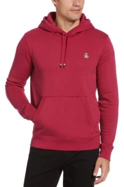 Original Penguin Red Sticker Pete Pullover Hoodie In Sangria