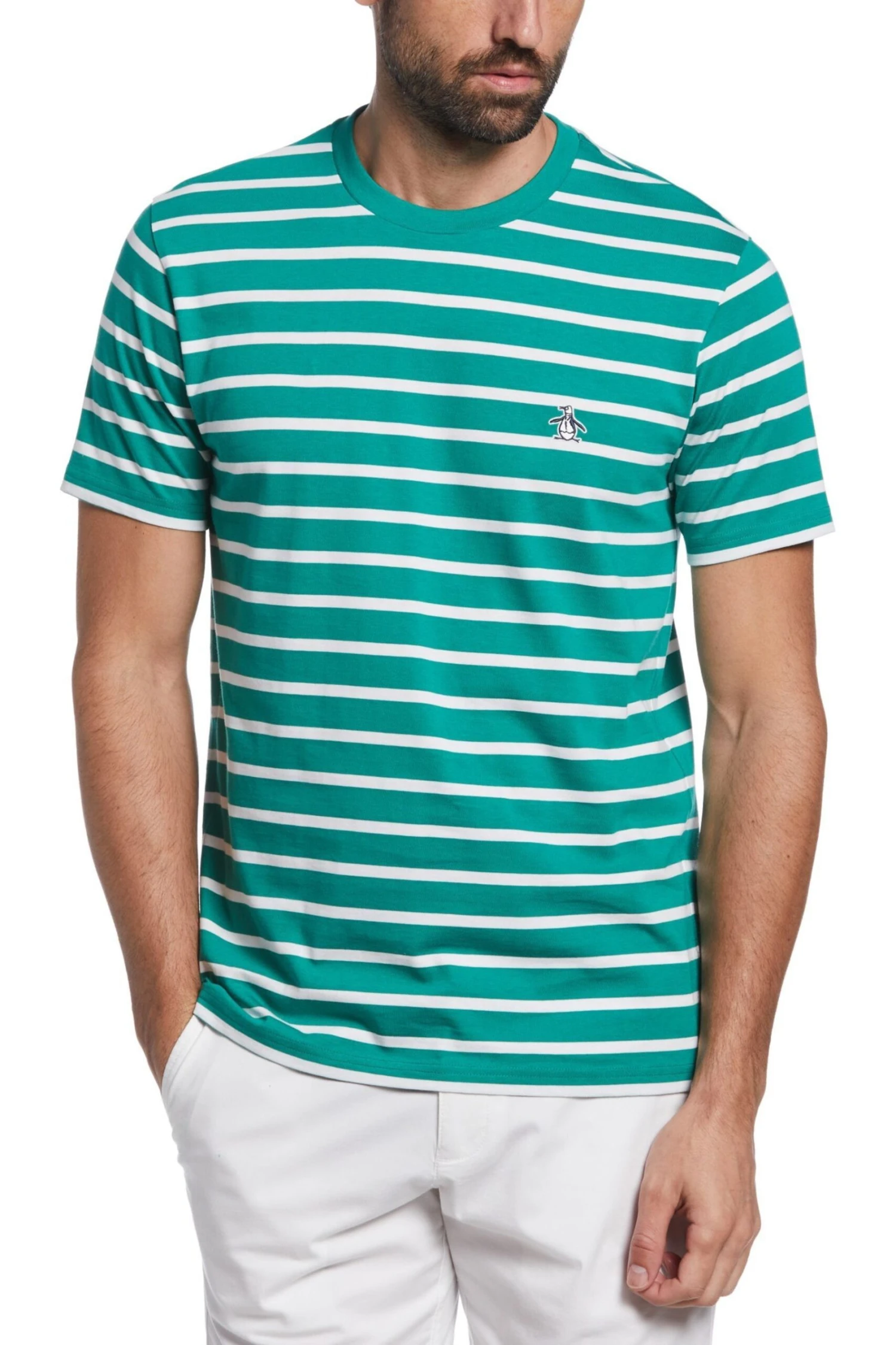 Original Penguin Green Breton Stripe T-Shirt 3 Original Penguin Green Breton Stripe T-Shirt