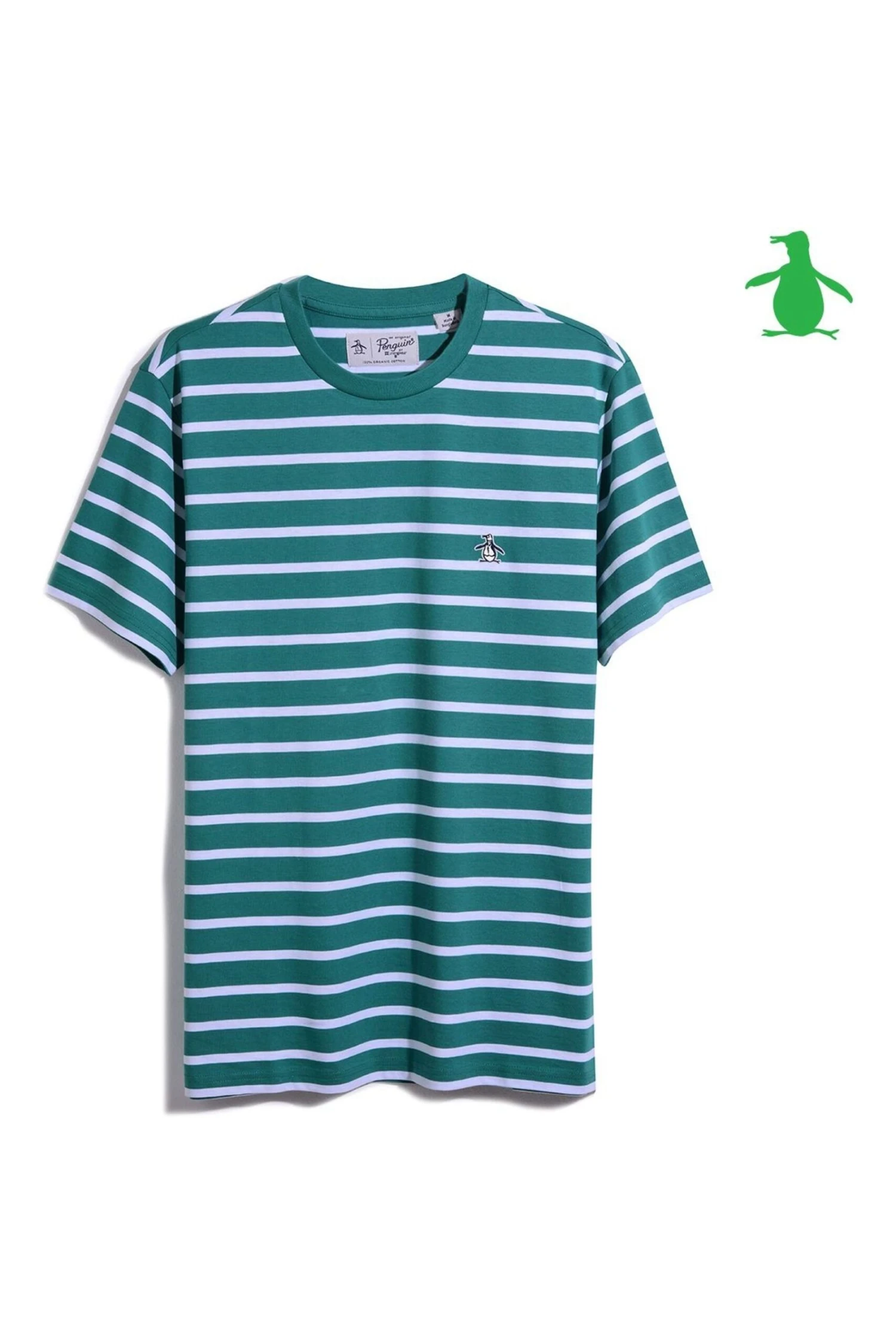 Original Penguin Green Breton Stripe T-Shirt 6 Original Penguin Green Breton Stripe T-Shirt - Image 4