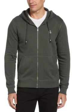 Original Penguin Blue Sticker Pete Full Zip Hoodie In Urban Chic