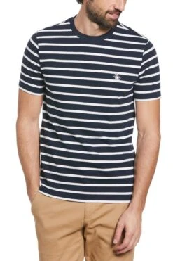 Original Penguin Navy Blue Breton Stripe T-Shirt In Dark Sapphire