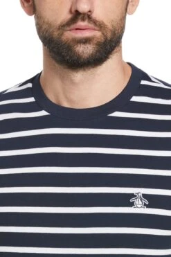 Original Penguin Navy Blue Breton Stripe T-Shirt In Dark Sapphire -Original Penguin 934011s3