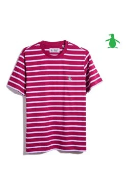Original Penguin Red Breton Stripe T-Shirt In Sangria -Original Penguin 949213s4