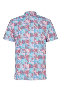 Original Penguin Pink Golf Jaspe Cubit Leaf Print Polo Shirt