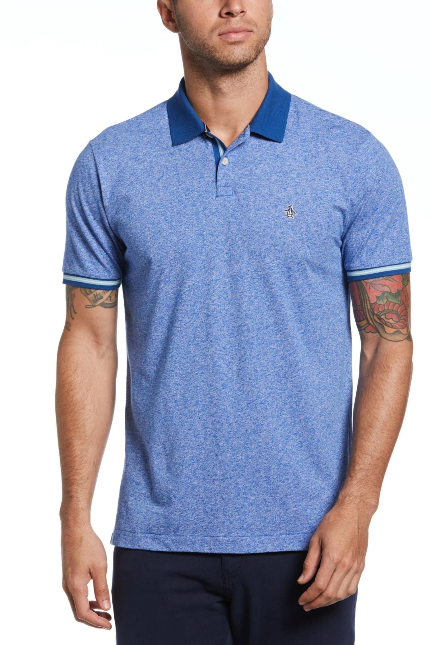 Original Penguin Blue Tipped Limoges Polo Shirt 3 Original Penguin Blue Tipped Limoges Polo Shirt