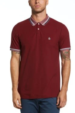 Original Penguin Red Premium Pique Polo Shirt In Cabernet