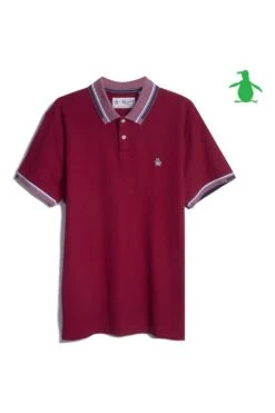 Original Penguin Red Premium Pique Polo Shirt In Cabernet -Original Penguin D48719s3