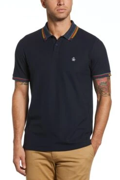 Original Penguin Blue Premium Pique Polo Shirt In Dark Sapphire