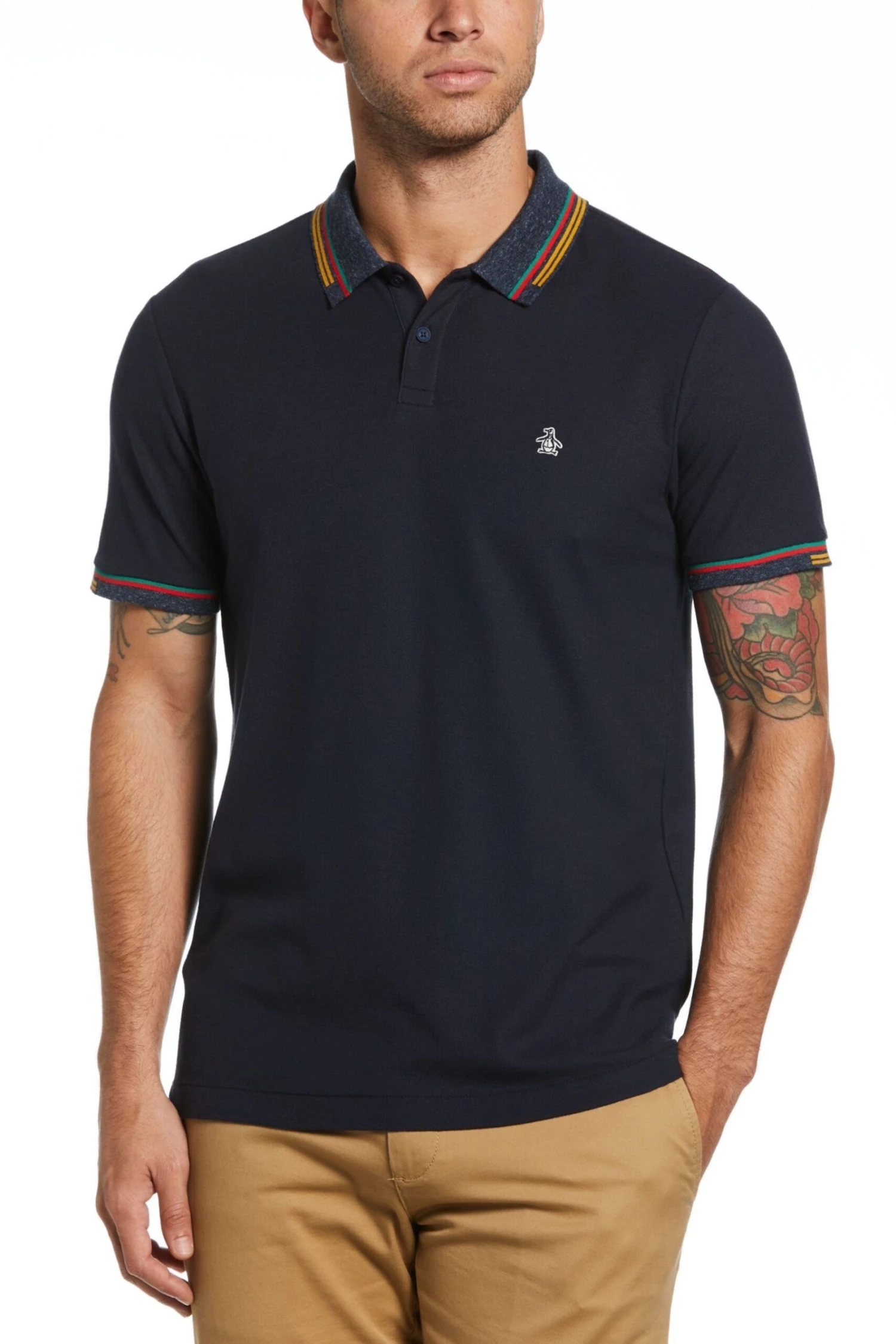 Original Penguin Blue Premium Pique Polo Shirt In Dark Sapphire 3 Original Penguin Blue Premium Pique Polo Shirt In Dark Sapphire