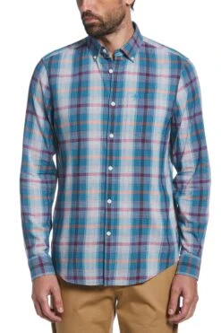Original Penguin Blue Long Sleeves Plaid Shirt