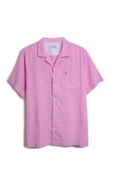 Original Penguin Pink Short Sleeve Linen Blend Shirt -Original Penguin D89136s4