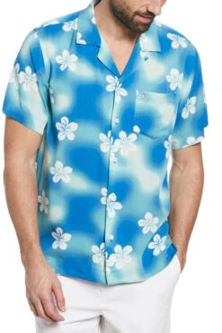 Original Penguin Blue Short Sleeve Flower Print Shirt
