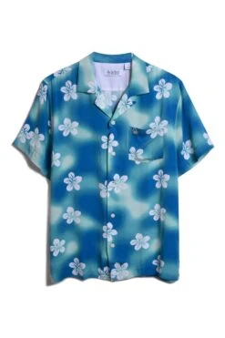 Original Penguin Blue Short Sleeve Flower Print Shirt -Original Penguin D89137s3