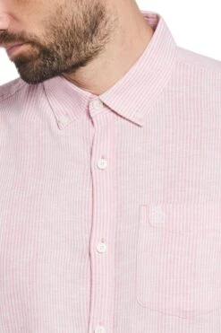 Original Penguin Pink Long Sleeve Linen Blend Shirt -Original Penguin D89138s3