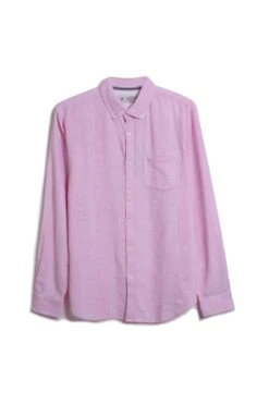 Original Penguin Pink Long Sleeve Linen Blend Shirt -Original Penguin D89138s4