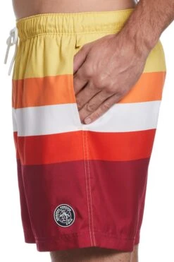Original Penguin Multi Stripe Swim Shorts In Red -Original Penguin D89142s3