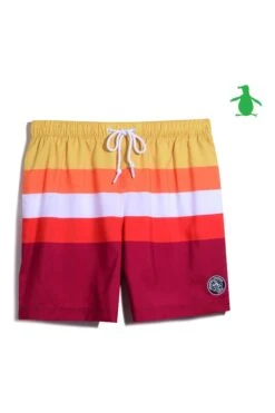 Original Penguin Multi Stripe Swim Shorts In Red -Original Penguin D89142s5