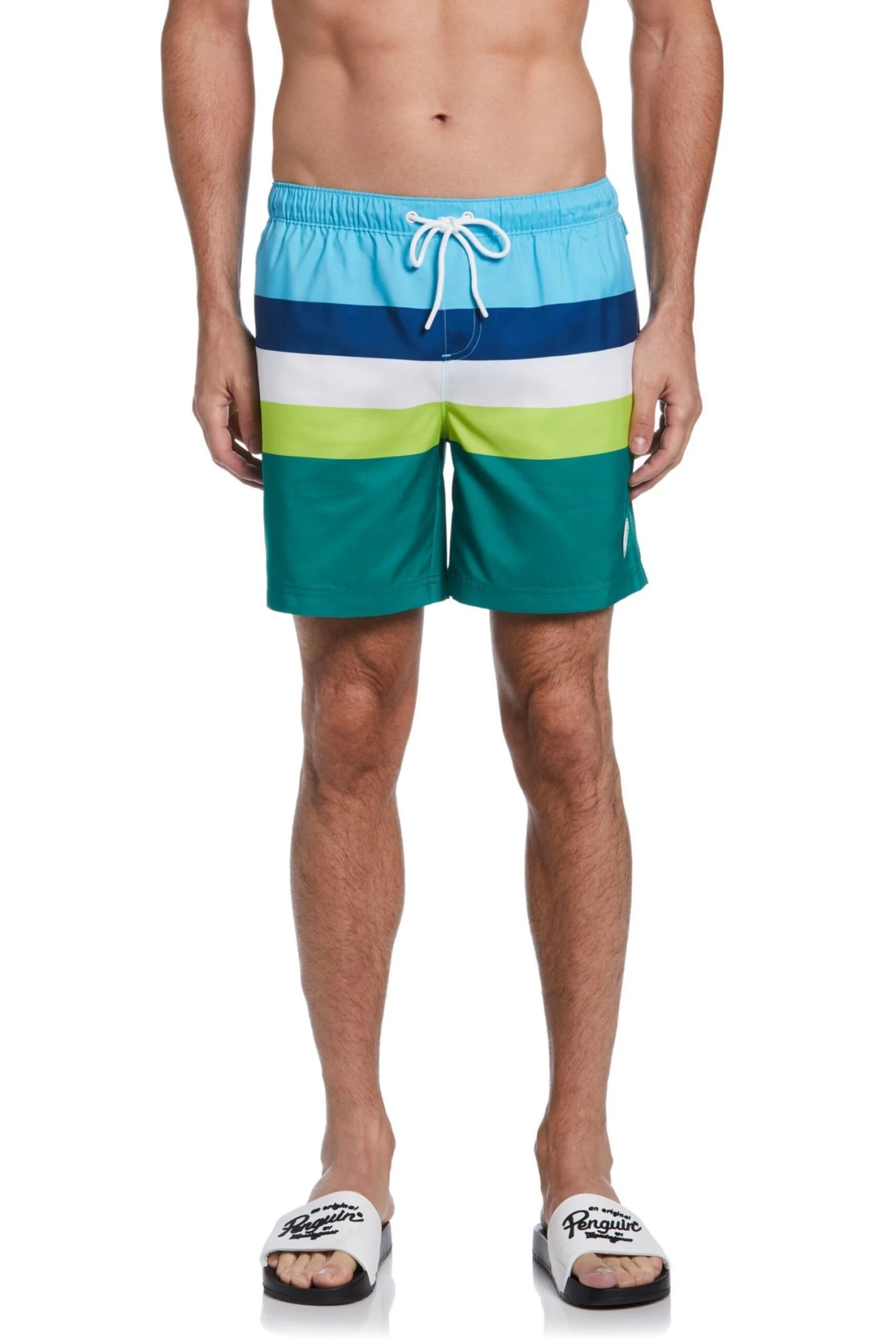 Original Penguin Multi Stripe Swim Shorts In Green 3 Original Penguin Multi Stripe Swim Shorts In Green