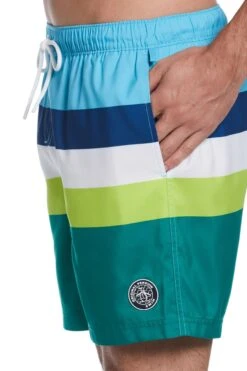 Original Penguin Multi Stripe Swim Shorts In Green 9 Original Penguin Multi Stripe Swim Shorts In Green -Original Penguin D89143s3