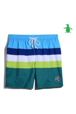 Original Penguin Multi Stripe Swim Shorts In Green 11 Original Penguin Multi Stripe Swim Shorts In Green -Original Penguin D89143s5