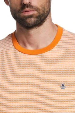 Original Penguin Orange Textured Stripe T-Shirt -Original Penguin D89150s3