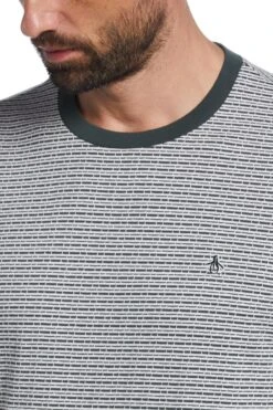 Original Penguin Grey Textured Stripe T-Shirt -Original Penguin D89151s3