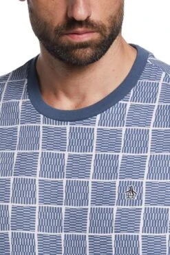 Original Penguin Blue All Over Line Print T-Shirt -Original Penguin D89153s3