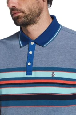 Original Penguin Blue Birdseye Jacquard Polo -Original Penguin D89154s3