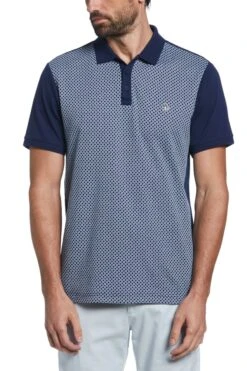 Original Penguin Blue Jacquard Front Polo