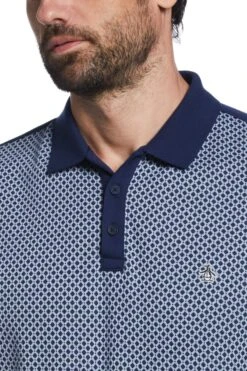 Original Penguin Blue Jacquard Front Polo -Original Penguin D89156s3