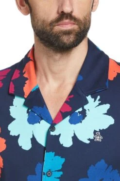 Original Penguin Blue Flower Print Short Sleeves Shirt -Original Penguin D89157s3