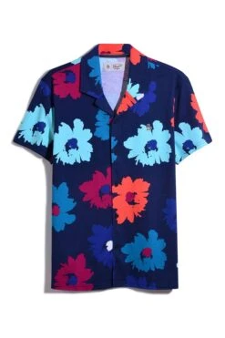 Original Penguin Blue Flower Print Short Sleeves Shirt -Original Penguin D89157s4