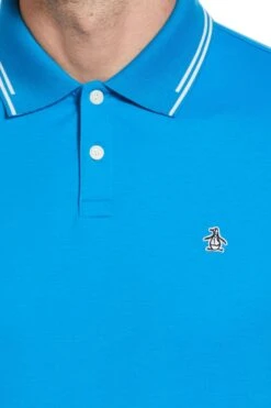 Original Penguin Blue Premium Interlock Polo -Original Penguin D89158s3