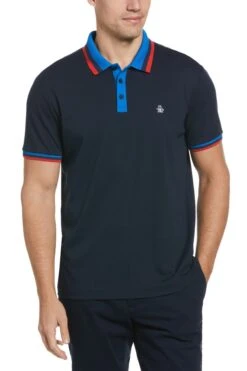 Original Penguin Blue Tipped Interlock Polo Shirt