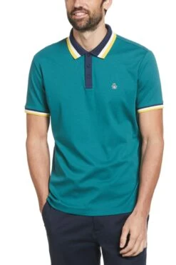 Original Penguin Blue Tipped Interlock Polo