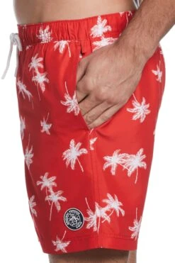 Original Penguin Palm Print Swim Shorts In Red 9 Original Penguin Palm Print Swim Shorts In Red -Original Penguin D89198s3