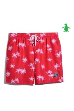 Original Penguin Palm Print Swim Shorts In Red 11 Original Penguin Palm Print Swim Shorts In Red -Original Penguin D89198s5