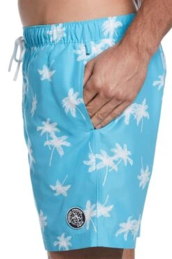 Original Penguin Palm Print Swim Shorts In Blue