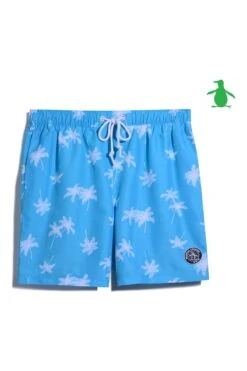 Original Penguin Palm Print Swim Shorts In Blue -Original Penguin D89199s4