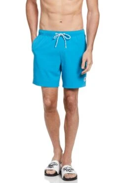 Original Penguin Poly Stretch Swim Shorts In Blue