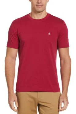 Original Penguin Pin Point T-Shirt In Sangria Red