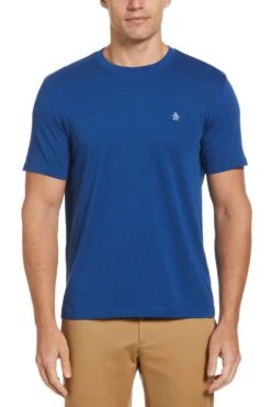 Original Penguin Pin Point T-Shirt In Limoges Blue