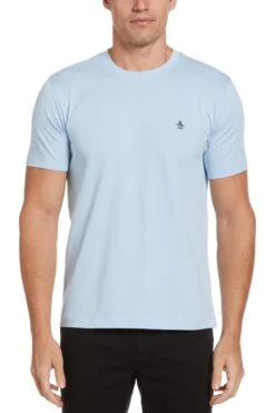 Original Penguin Pin Point T-Shirt In Cerulean Blue