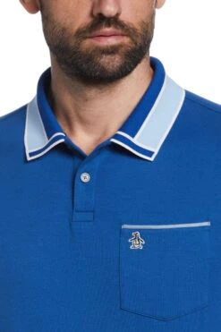 Original Penguin Blue Cotton Interlock Polo -Original Penguin D89210s3