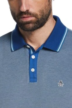 Original Penguin Blue Birdseye Pique Polo Shirt -Original Penguin D89213s3