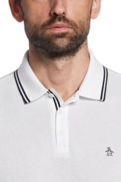 Original Penguin White Birdseye Pique Polo Shirt -Original Penguin D89214s3