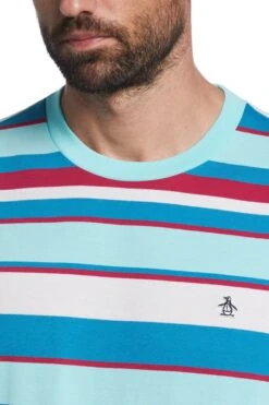 Original Penguin Blue All Over Stripe T-Shirt -Original Penguin D89216s3