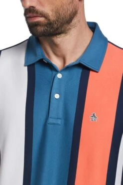 Original Penguin Blue Interlock Vertical Stripe Polo Shirt -Original Penguin D89220s3