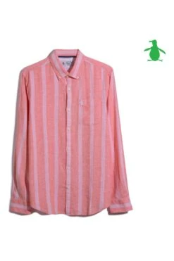 Original Penguin Orange Linen Blend Striped Shirt -Original Penguin D89237s4