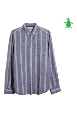 Original Penguin Grey Linen Blend Striped Shirt -Original Penguin D89238s3